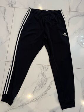 adidas Black Jogger Pants with White Three-Stripes